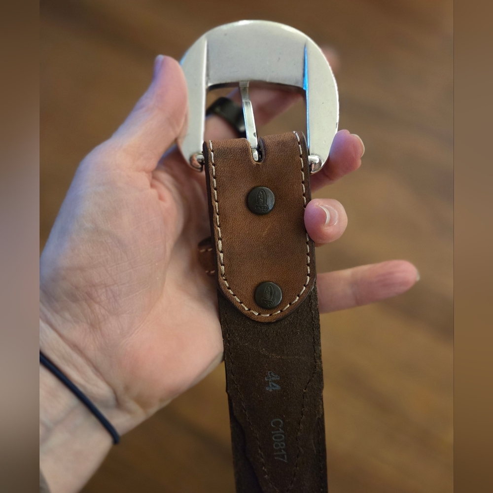 Leather Western Belt with Silver Buckle - Picture 9 of 16